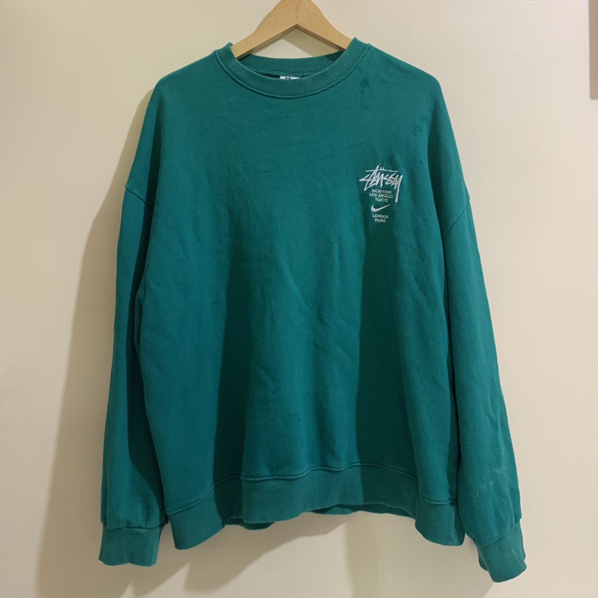 Nike outlet stussy green sweatshirt