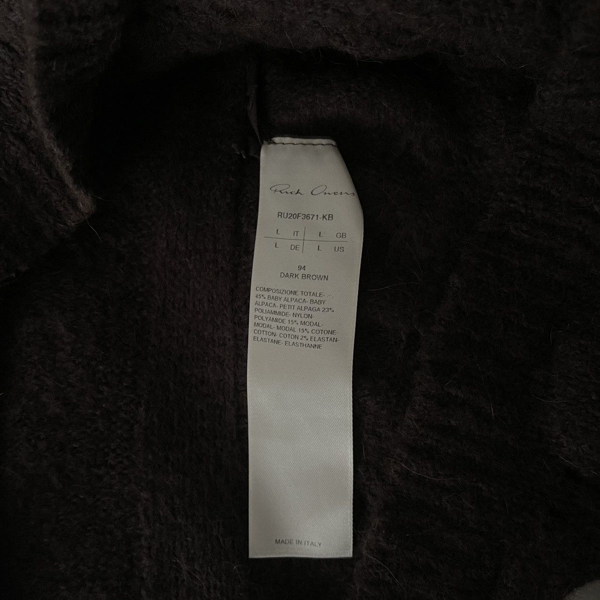 Rick Owens Rick Owens Alpaca Sweater Brown FW20 Size US L / EU 52-54 / 3 - 4 Thumbnail