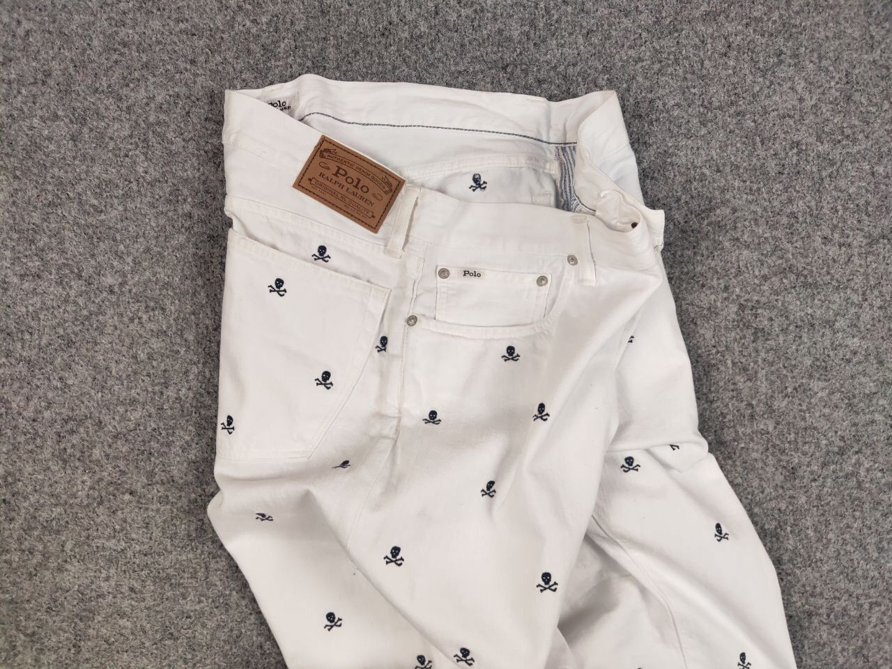 Polo Ralph Lauren Polo Ralph Lauren white Monogram Jeans skull logo Denim Size US 36 / EU 52 - 18 Thumbnail