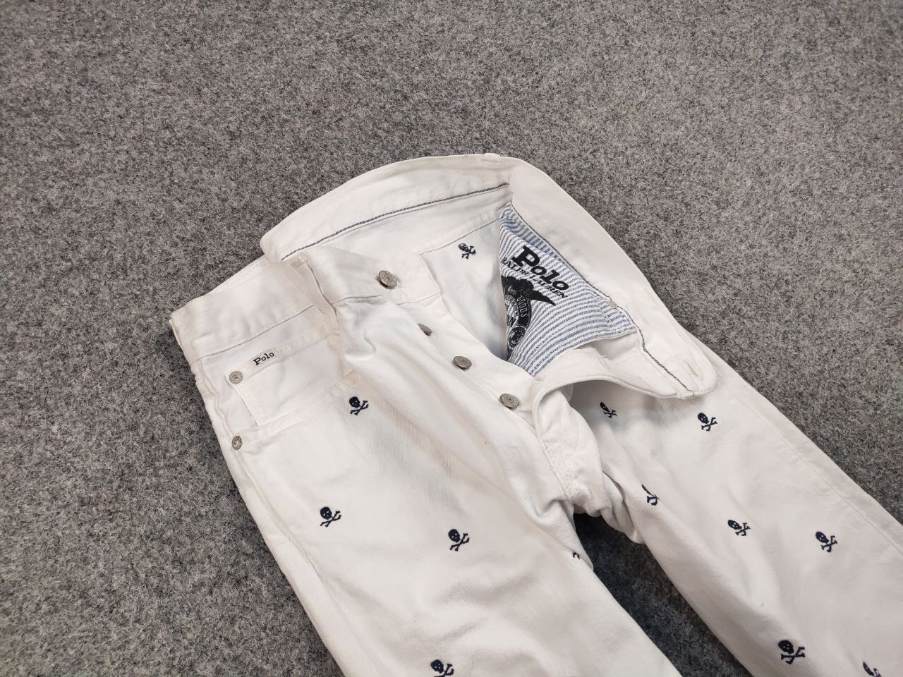 Polo Ralph Lauren Polo Ralph Lauren white Monogram Jeans skull logo Denim Size US 36 / EU 52 - 13 Thumbnail