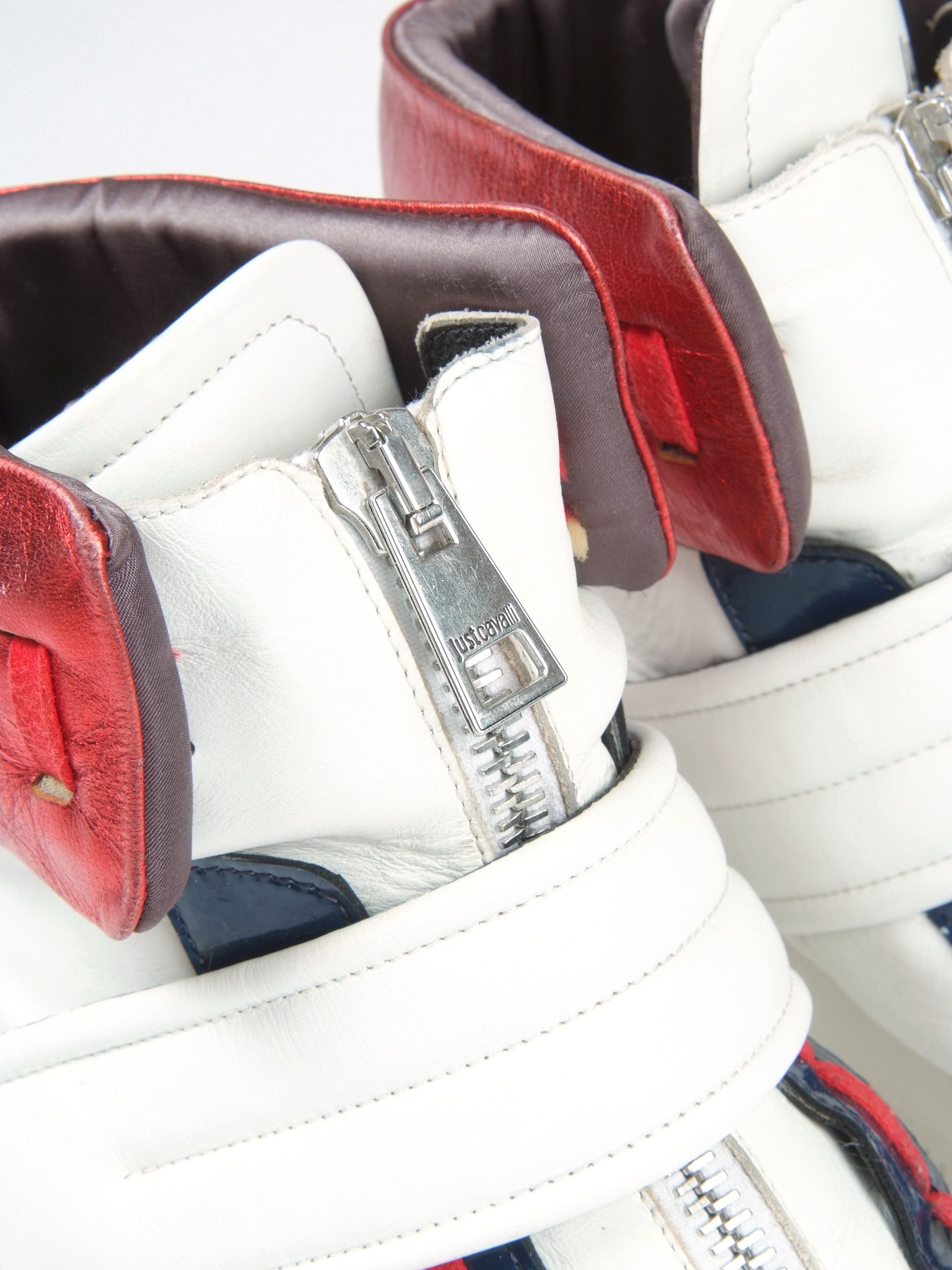 Just Cavalli × Raf Simons × Vintage RaRe Vintage Just Cavalli Leather Hi-Top Zip Sneakers US12 Size US 12 / EU 45 - 5 Thumbnail