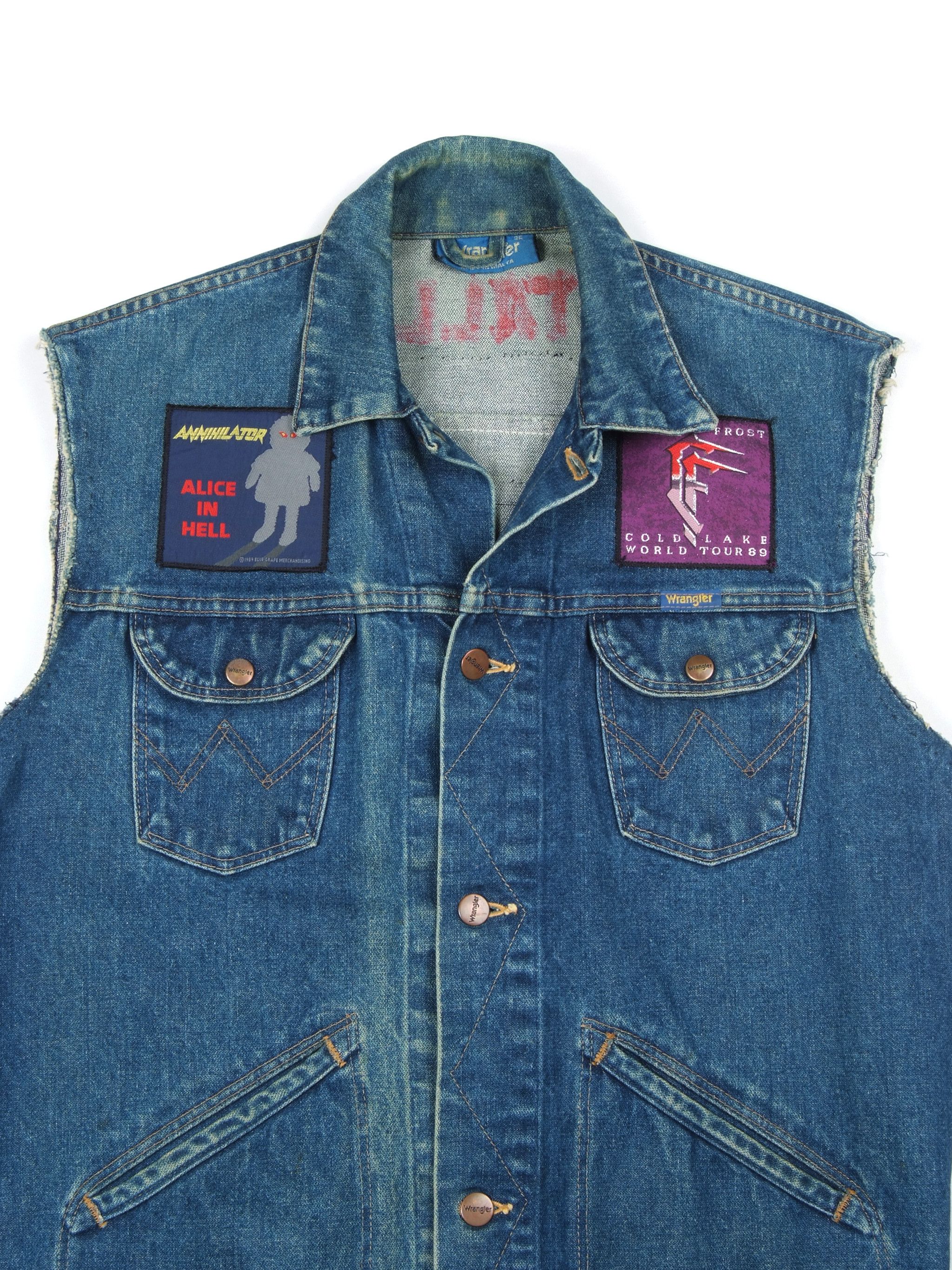 Band Tees × Wrangler 80's Wrangler Denim Vest With OG Rock Patches Hand Paint Size US M / EU 48-50 / 2 - 3 Thumbnail