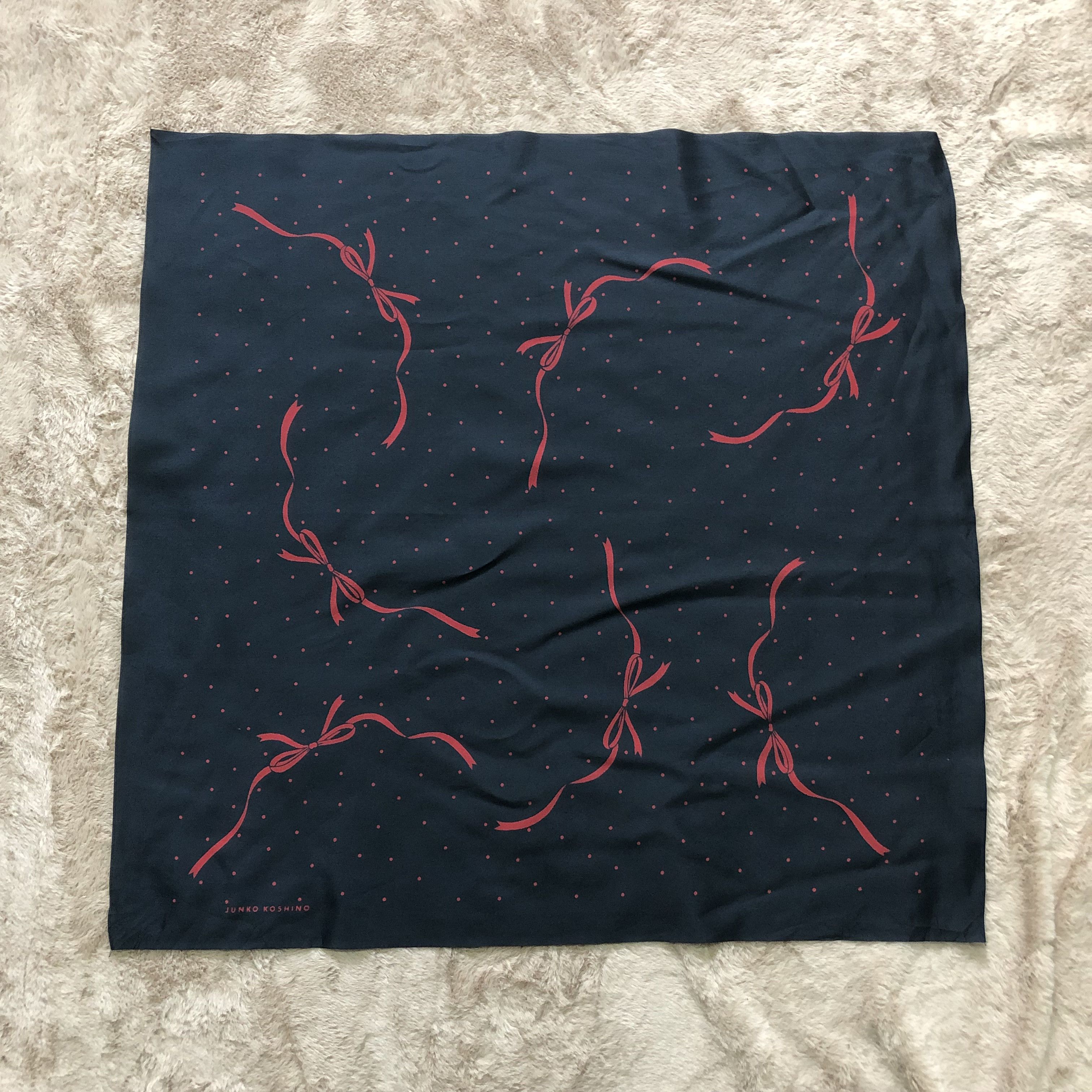Japanese Brand Junko Koshino Japan Ribbons Polka Dot Silk Scarves #225-H Size ONE SIZE - 1 Thumbnail