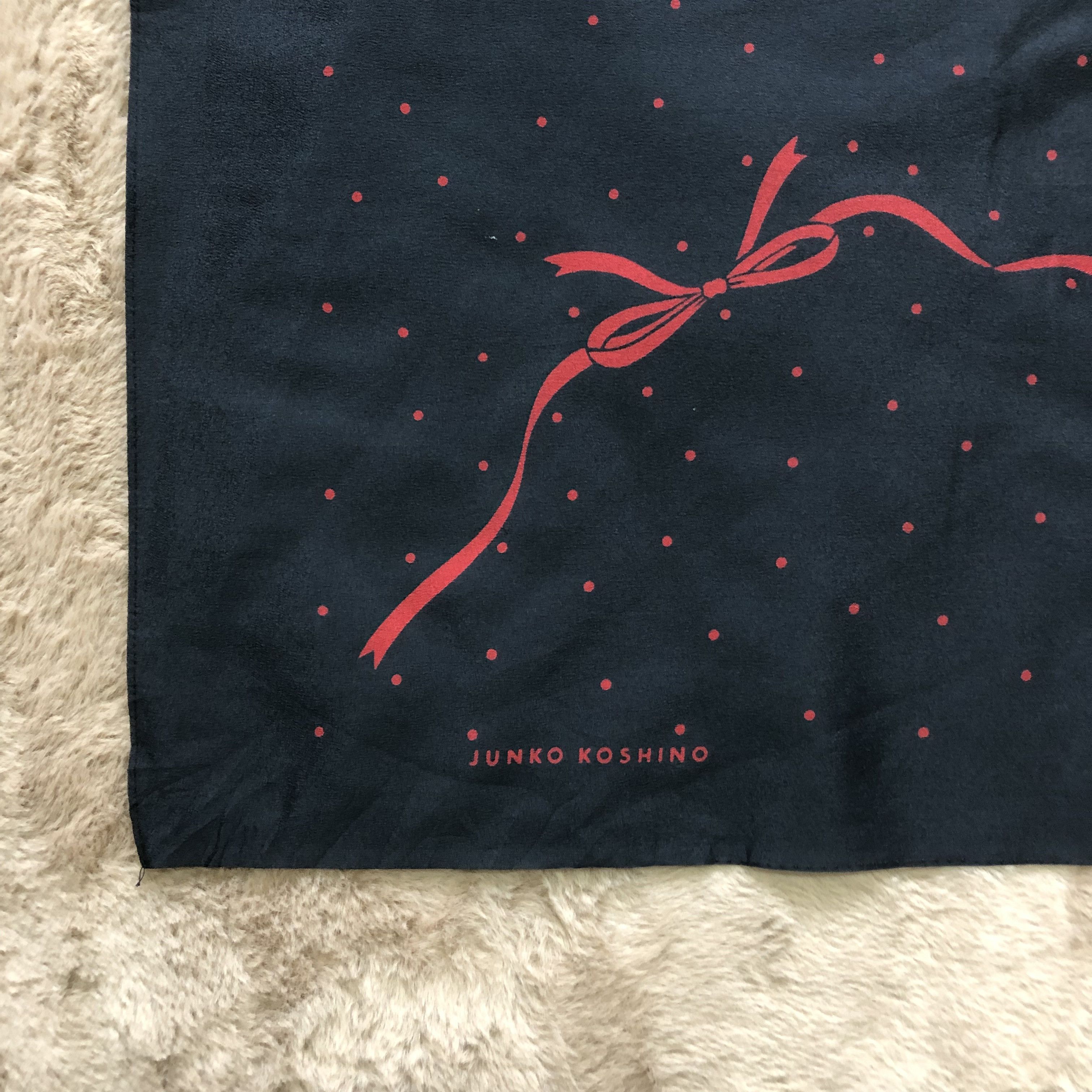 Japanese Brand Junko Koshino Japan Ribbons Polka Dot Silk Scarves #225-H Size ONE SIZE - 2 Thumbnail