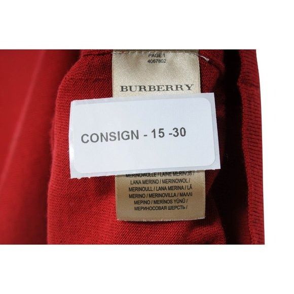Burberry Crewneck Sweater Red Wool Pullover Checkered Patch Size XS / US 0-2 / IT 36-38 - 8 Thumbnail