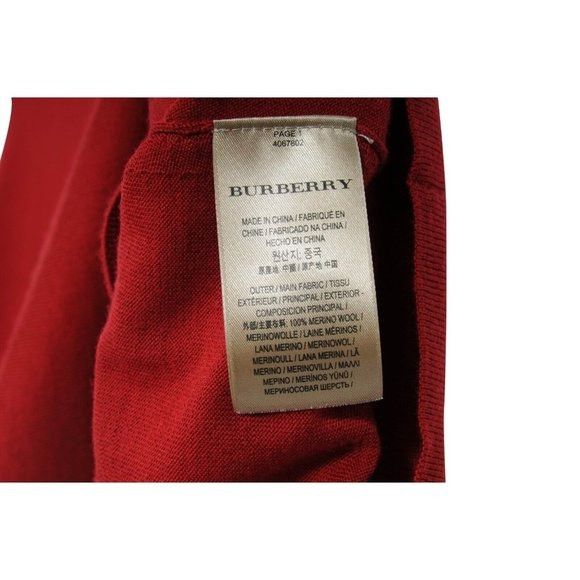Burberry Crewneck Sweater Red Wool Pullover Checkered Patch Size XS / US 0-2 / IT 36-38 - 7 Thumbnail