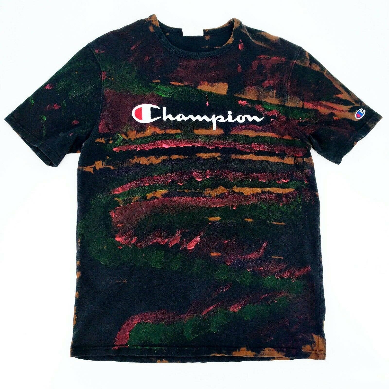 Champion Custom Painted Blacklight Glow Rave Party T-Shirt