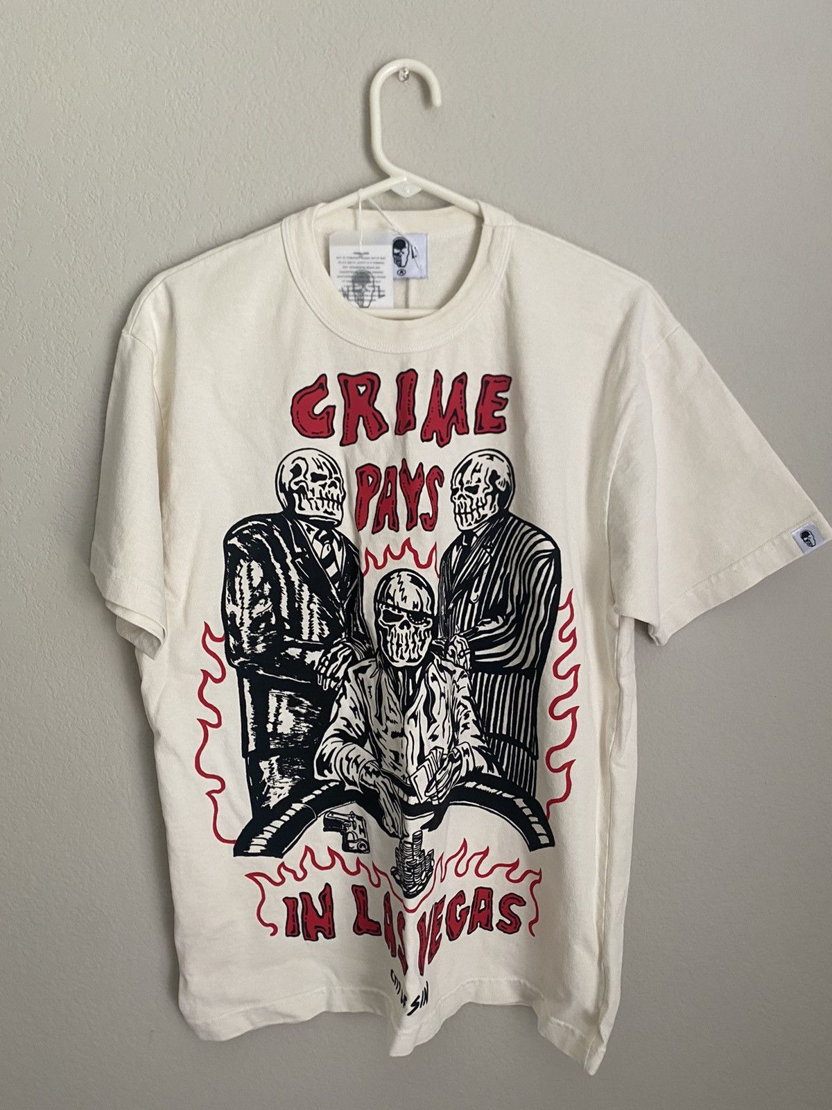 Warren Lotas Crime Pays outlets ‘White’ T-Shirt