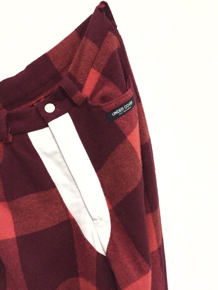 Jun Takahashi × Undercover Archival Red Tartan Bondage Punker Wool Cashmere Pants Size US 28 / EU 44 - 2 Thumbnail