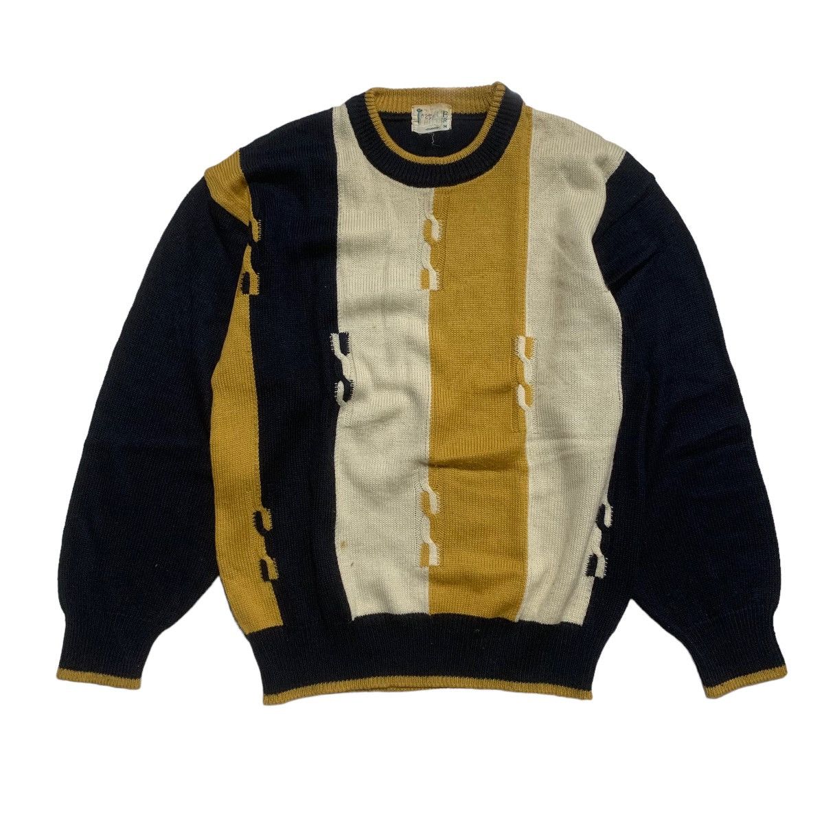 image of Vintage Nice Hitter Knitwear Sweater in Brown/White/Blue, Men's (Size Medium)