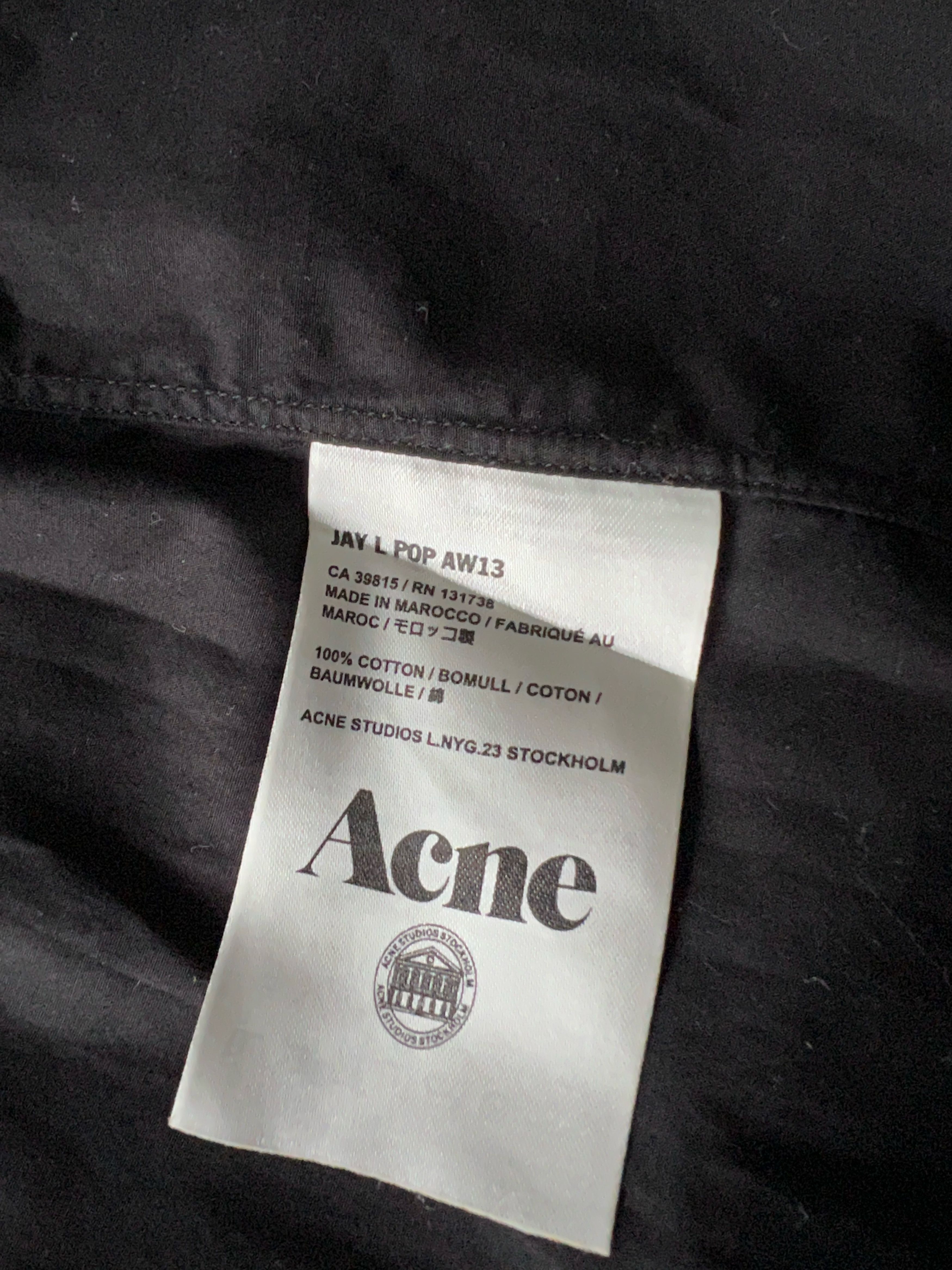 Acne Studios Acne Studios Jay Pop Long Shirt, Black Size US S / EU 44-46 / 1 - 6 Thumbnail