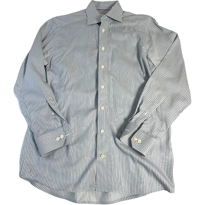 Eton Eton Of Sweden Gray White Striped Cotton Shirt Size 15.5 | Grailed