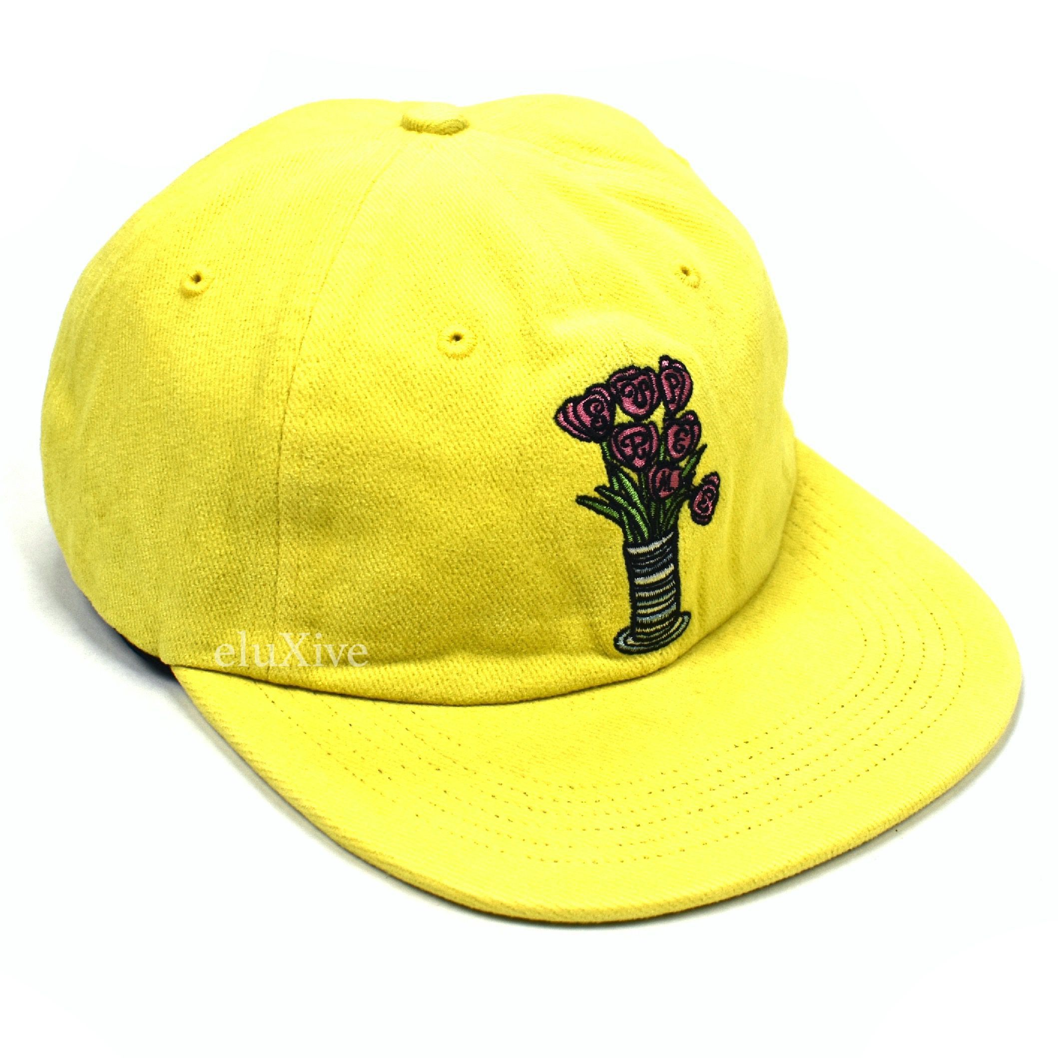 Supreme Yellow Flowers Logo Embroidered 6-Panel Hat DS SS18