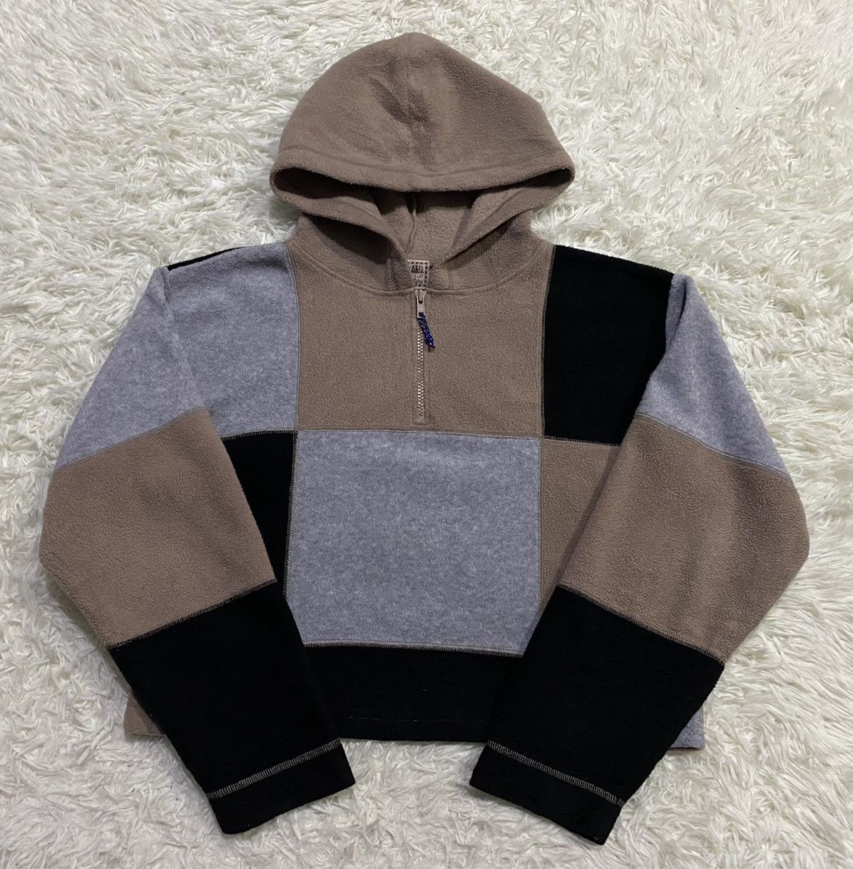 Japanese Brand Mountain Fleece Patchwork Hoodie Jumper Size US M / EU 48-50 / 2 - 1 Thumbnail