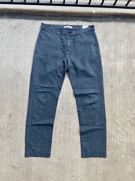 Billy Reid Billy Reid Leonard Pima Cotton And Linen Blue Chino