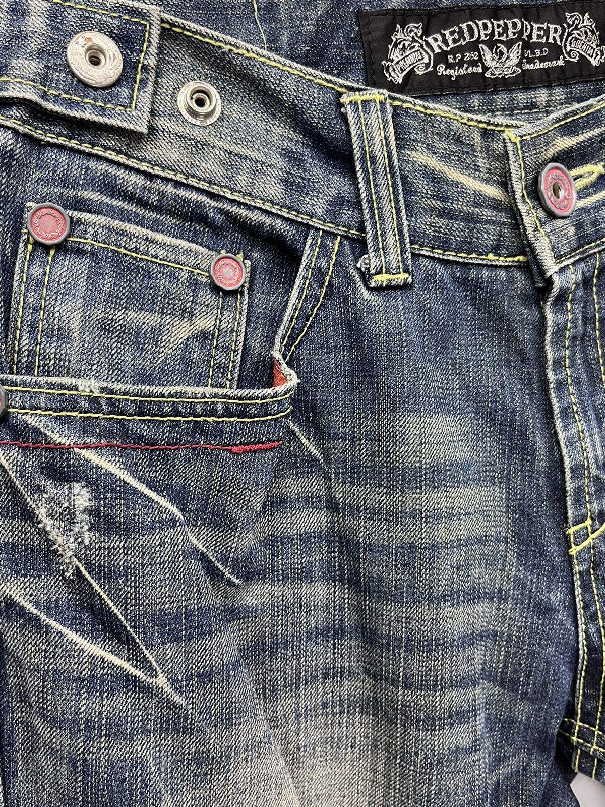 Red Clouds Collective 🔥REDPEPPER Embroidery Wings Flare Distressed Denim Size US 29 - 13 Thumbnail