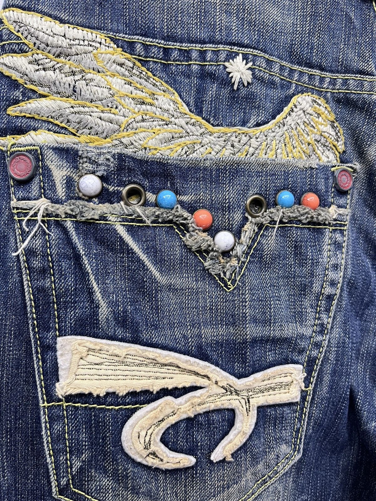 Red Clouds Collective 🔥REDPEPPER Embroidery Wings Flare Distressed Denim Size US 29 - 8 Thumbnail