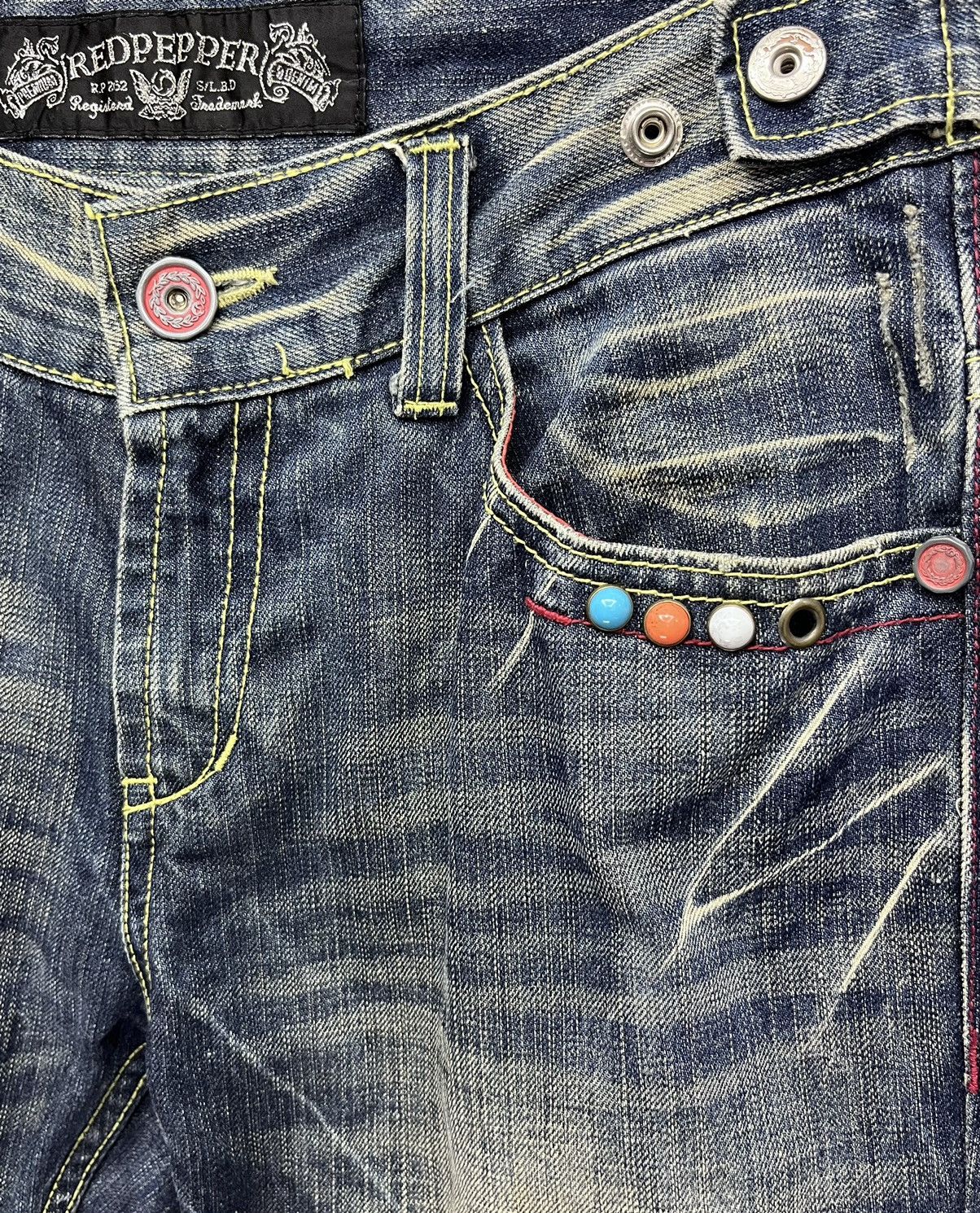 Red Clouds Collective 🔥REDPEPPER Embroidery Wings Flare Distressed Denim Size US 29 - 12 Thumbnail