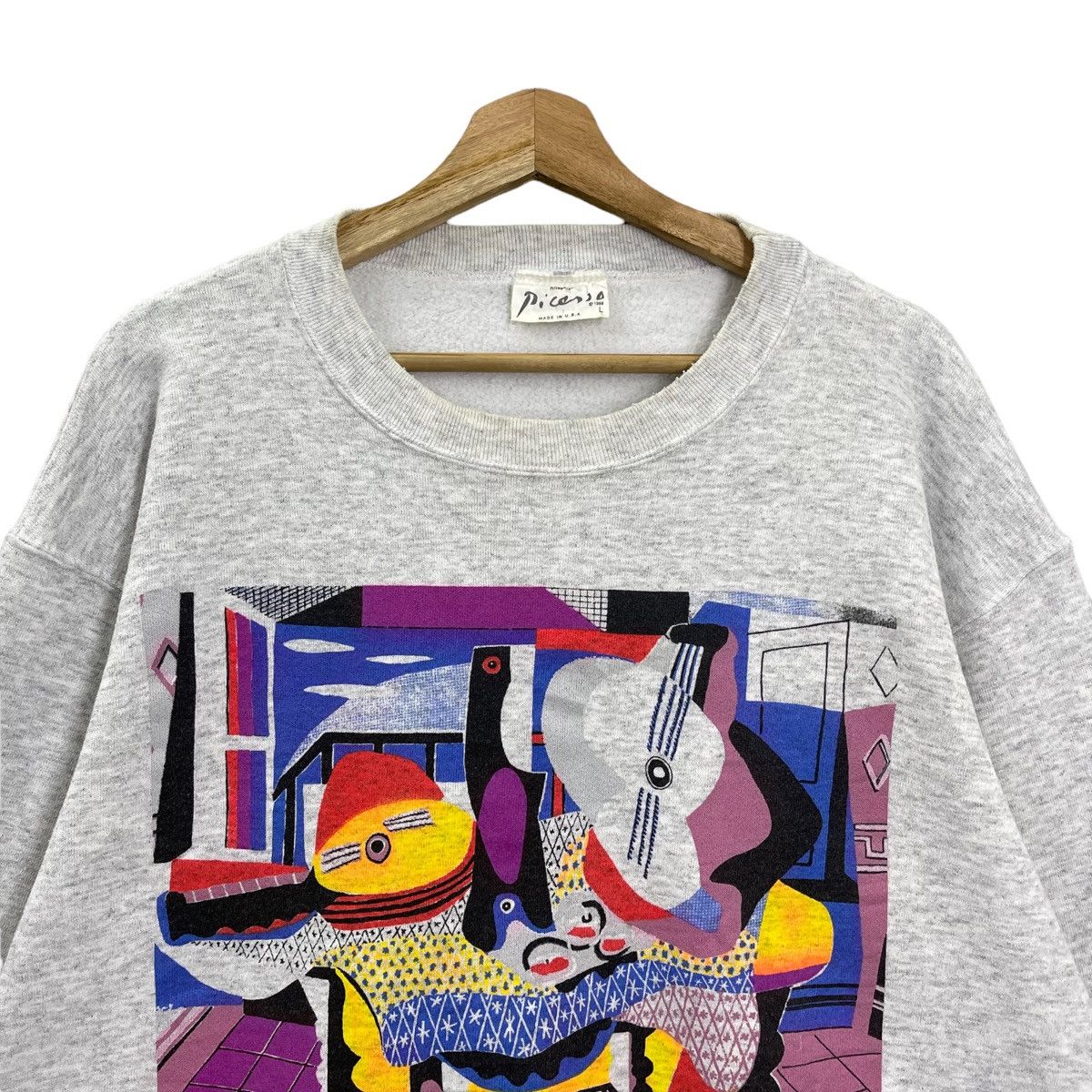 Art Comes First Vintage 90s Picasso Big Logo Crewneck Sweatshirt Size L Size US L / EU 52-54 / 3 - 4 Thumbnail