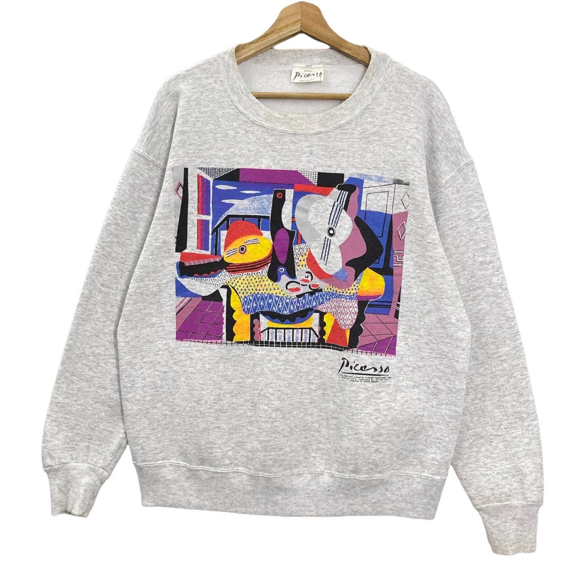 Art Comes First Vintage 90s Picasso Big Logo Crewneck Sweatshirt Size L Size US L / EU 52-54 / 3 - 3 Thumbnail