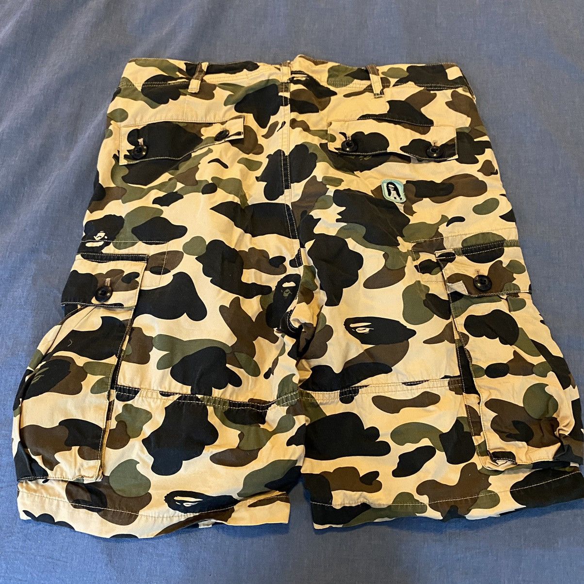 Bape Used Bape Cargo Shorts Yellow Camo Medium Grailed