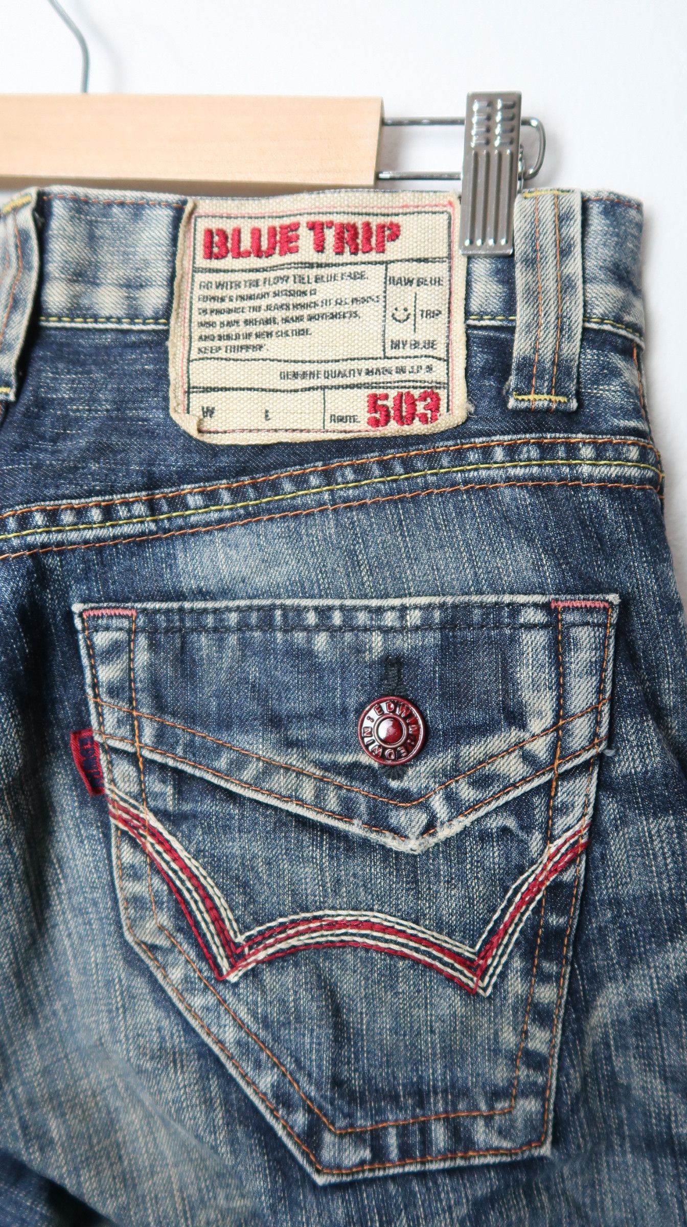 Edwin Edwin 503 Blue Trip Mud Max Jeans Size US 30 / EU 46 - 19 Thumbnail