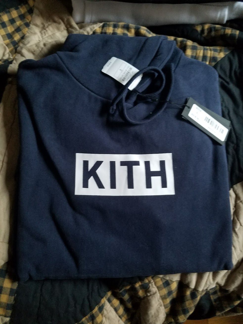 Kith Kith Box Logo Hoodie Navy | Grailed
