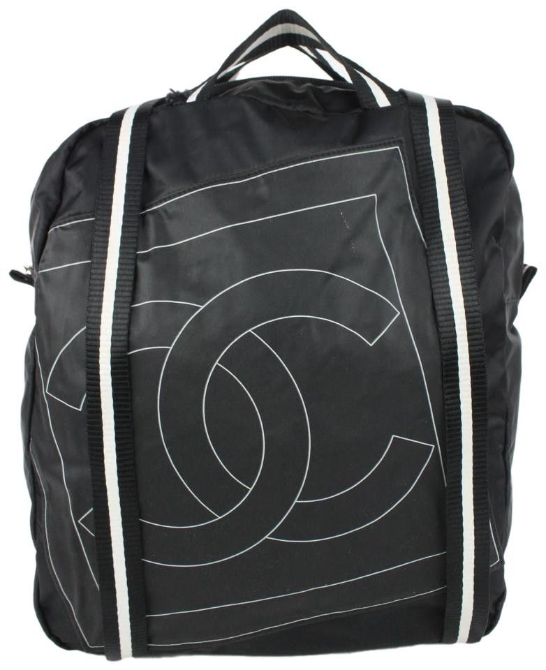 Chanel Black Lin Backpack Convertible Tote Bag 5cas928