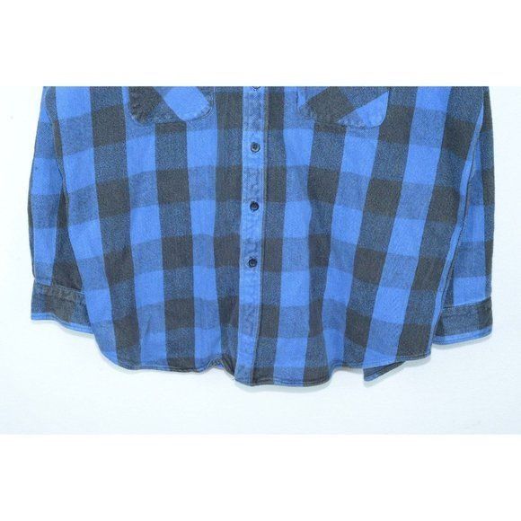 FiveBrother VTG FiveBrother Blue & Black Tartan Thick Chamois Overshirt Size US XL / EU 56 / 4 - 4 Thumbnail