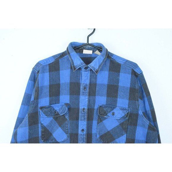 FiveBrother VTG FiveBrother Blue & Black Tartan Thick Chamois Overshirt Size US XL / EU 56 / 4 - 2 Thumbnail