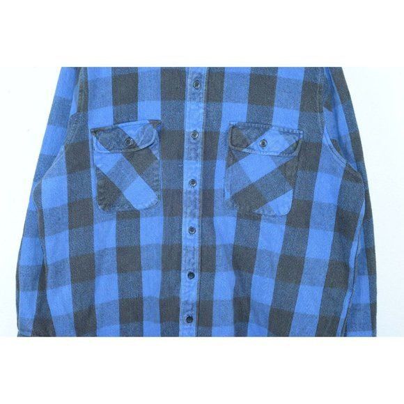 FiveBrother VTG FiveBrother Blue & Black Tartan Thick Chamois Overshirt Size US XL / EU 56 / 4 - 3 Thumbnail