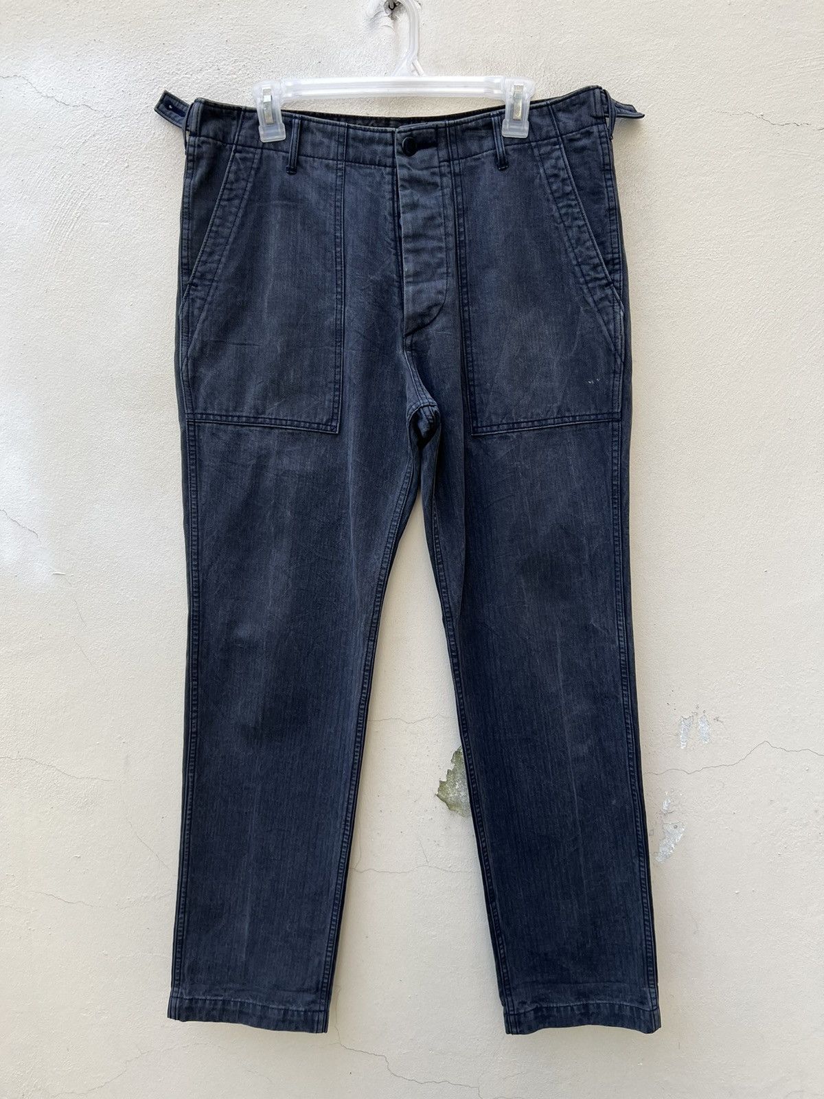 GOODENOUGH Madehectic Japan Sun Fade Navy Blue HBT Stripe Fatigue Pant Size US 32 / EU 48 - 6 Thumbnail