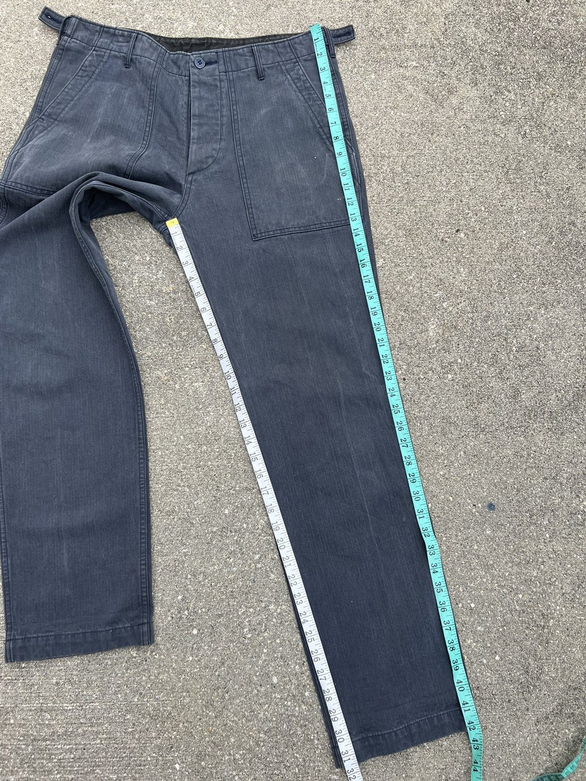GOODENOUGH Madehectic Japan Sun Fade Navy Blue HBT Stripe Fatigue Pant Size US 32 / EU 48 - 4 Thumbnail
