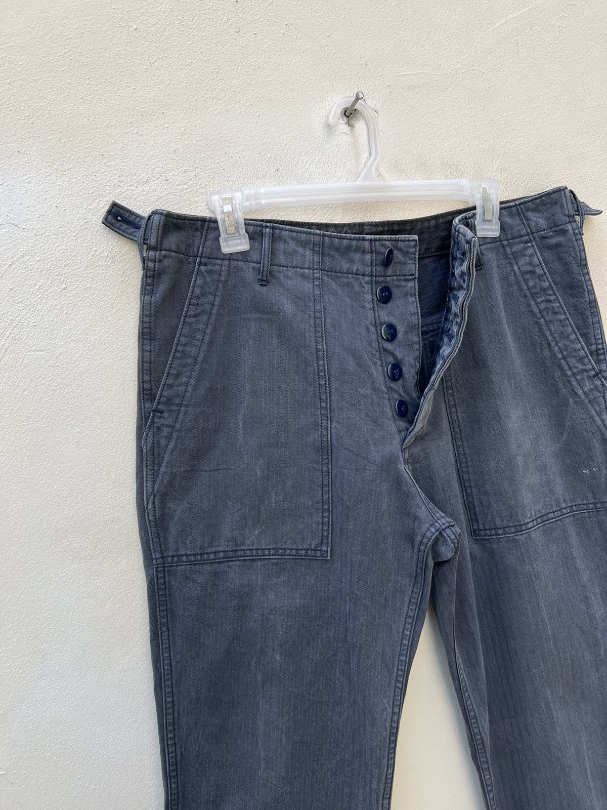 GOODENOUGH Madehectic Japan Sun Fade Navy Blue HBT Stripe Fatigue Pant Size US 32 / EU 48 - 7 Thumbnail