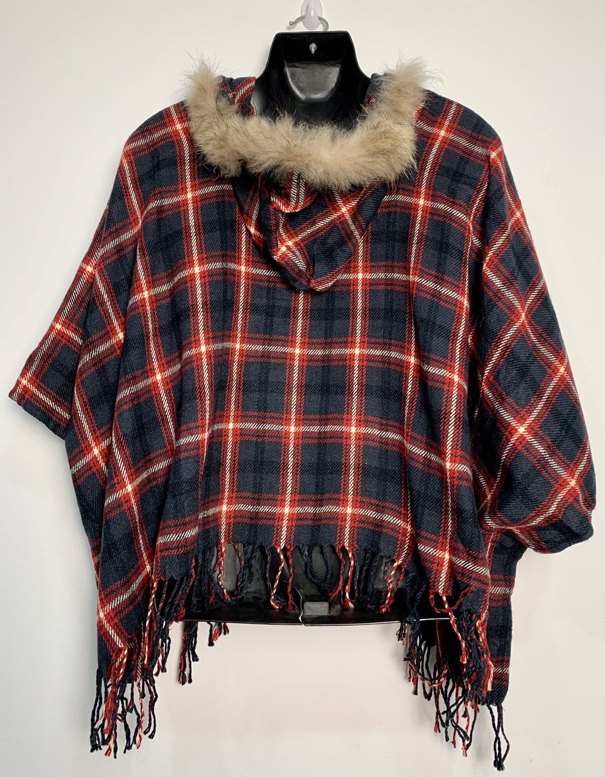 Vintage Japanese Brand Plaid Poncho Size US M / EU 48-50 / 2 - 2 Thumbnail