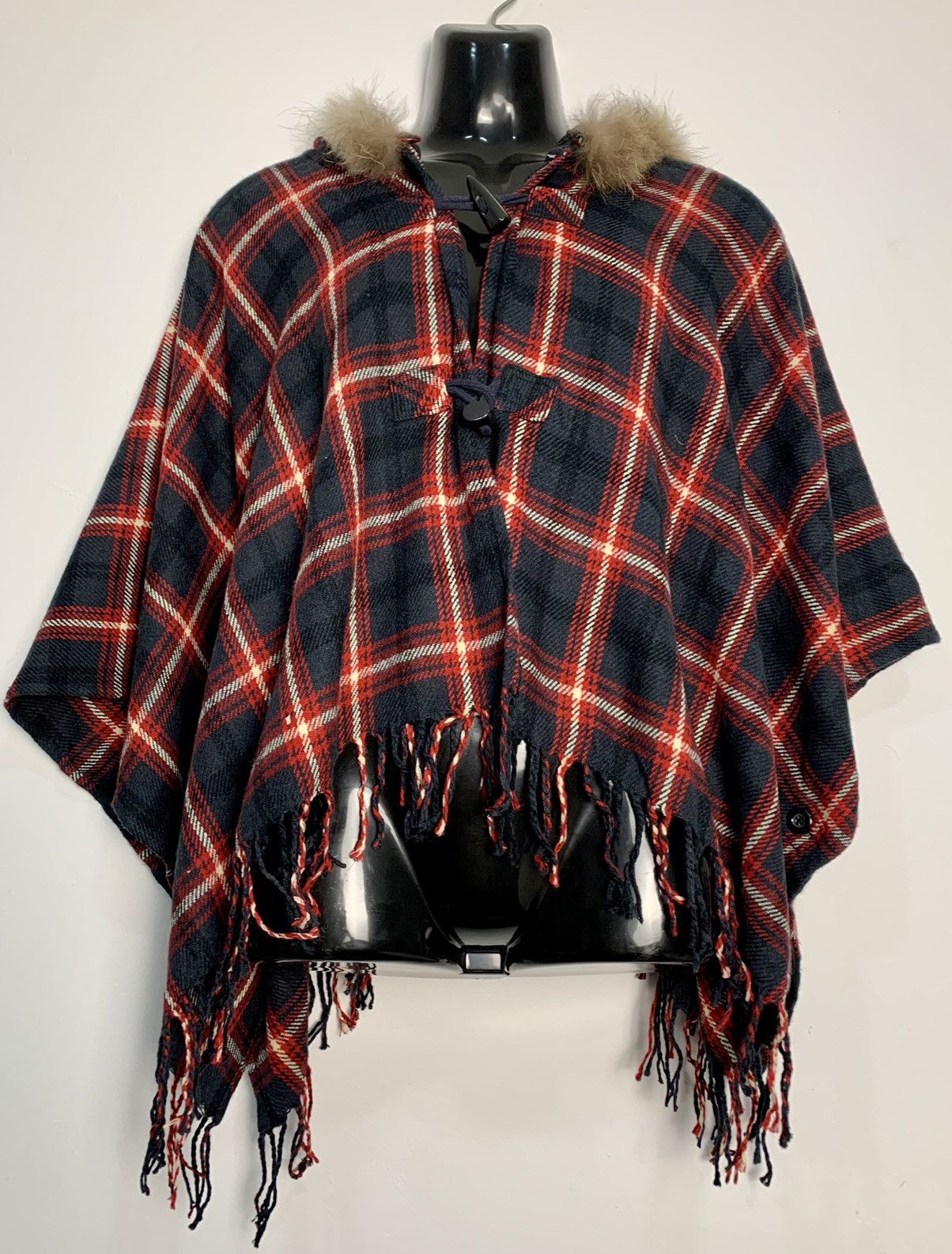 Vintage Japanese Brand Plaid Poncho Size US M / EU 48-50 / 2 - 1 Thumbnail