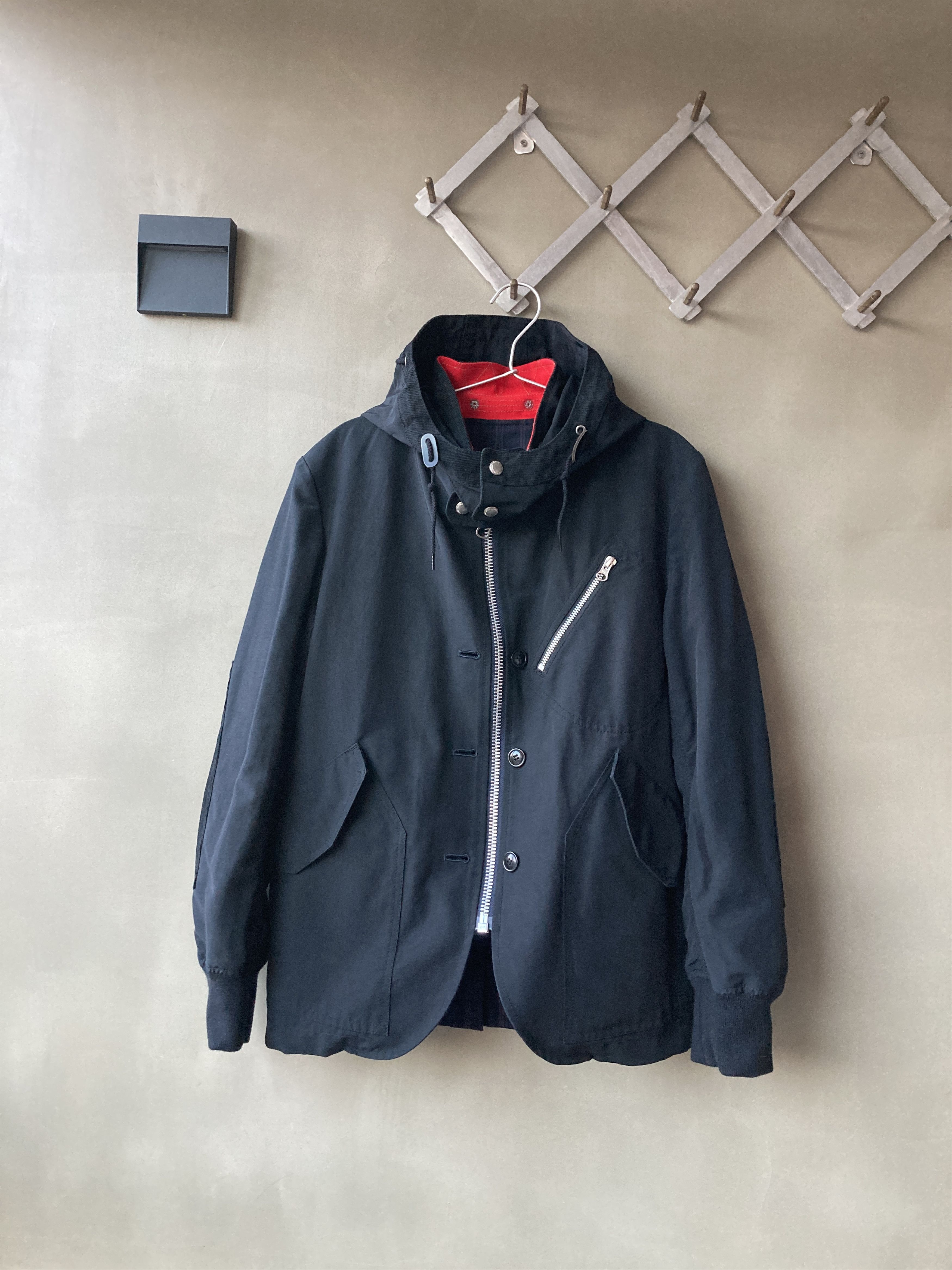 image of Junya Watanabe Man Comme Des Garcons Rider Jacket in Black Stripe, Men's (Size XS)