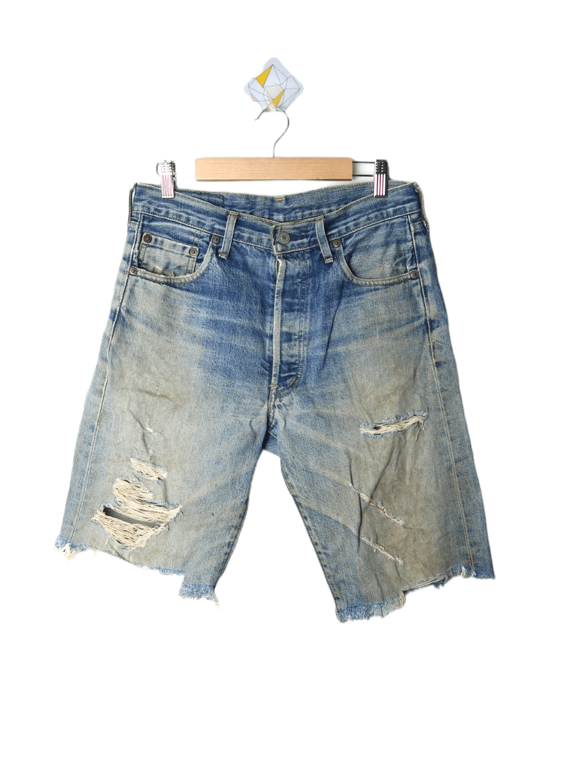 image of Levis x Levis Vintage Clothing Vintage 90's Levi's 503B Big E Selvage Shorts Denim in Blue Distress