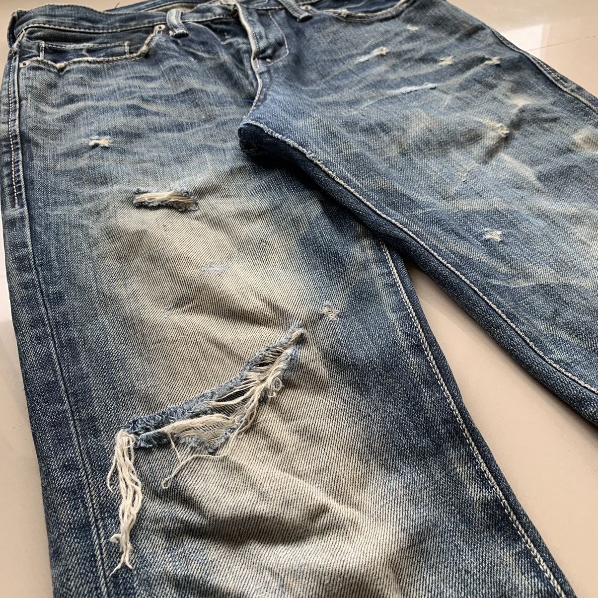 If Six Was Nine 2000s Aoiro Made In Nippon Distressed Denim Pants Size US 29 - 5 Thumbnail