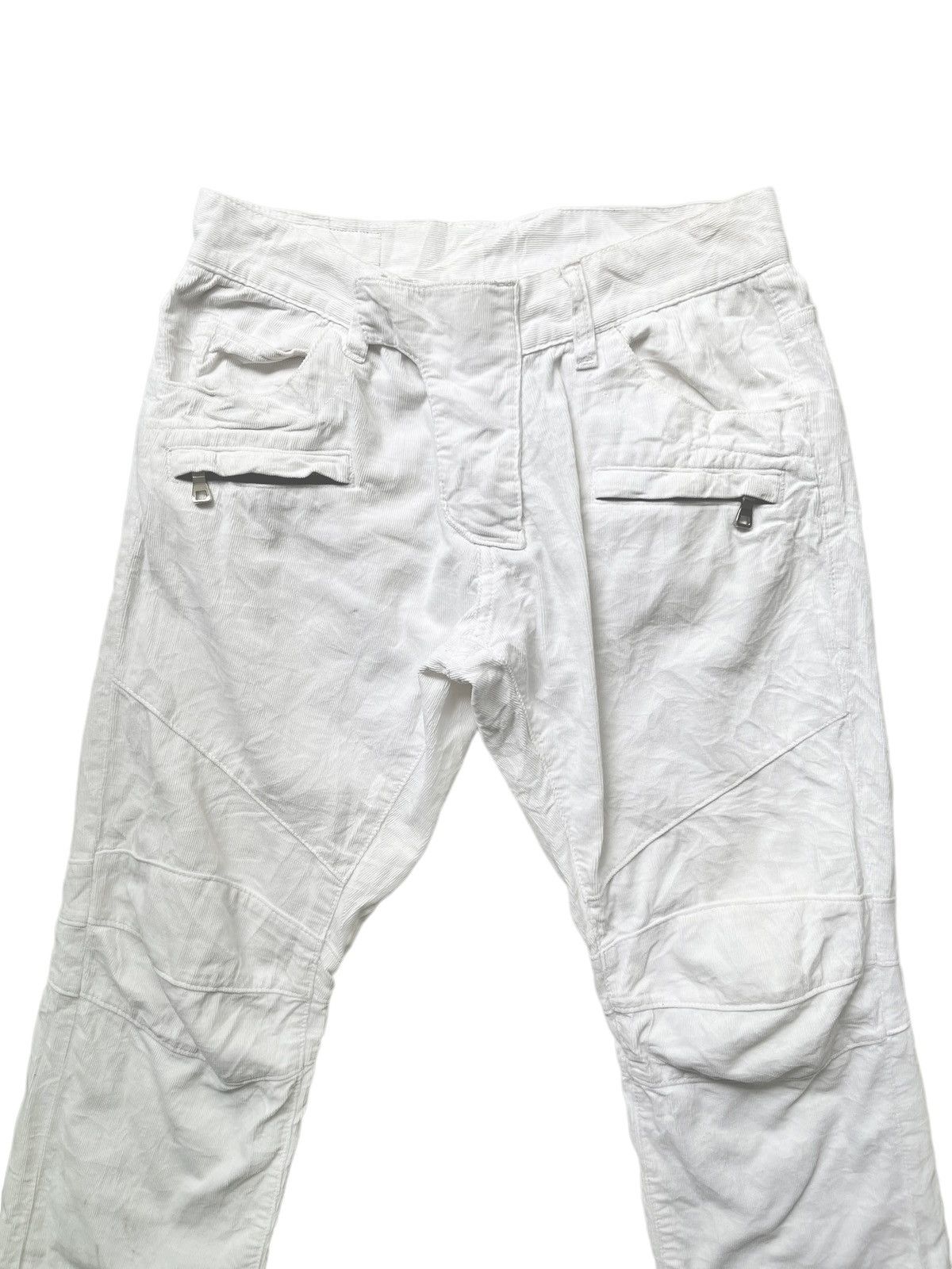 image of Balmain White Corduroy Biker Pants, Men's (Size 31)