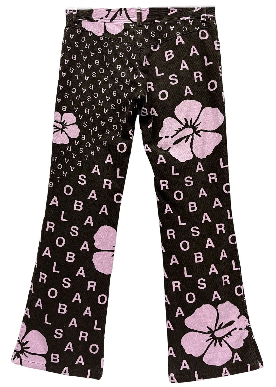 ALBA DOPE🔥ALBA ROSSA Hibiscus Monogram Corduroy Flare Pants Size 28" / US 6 / IT 42 - 5 Thumbnail