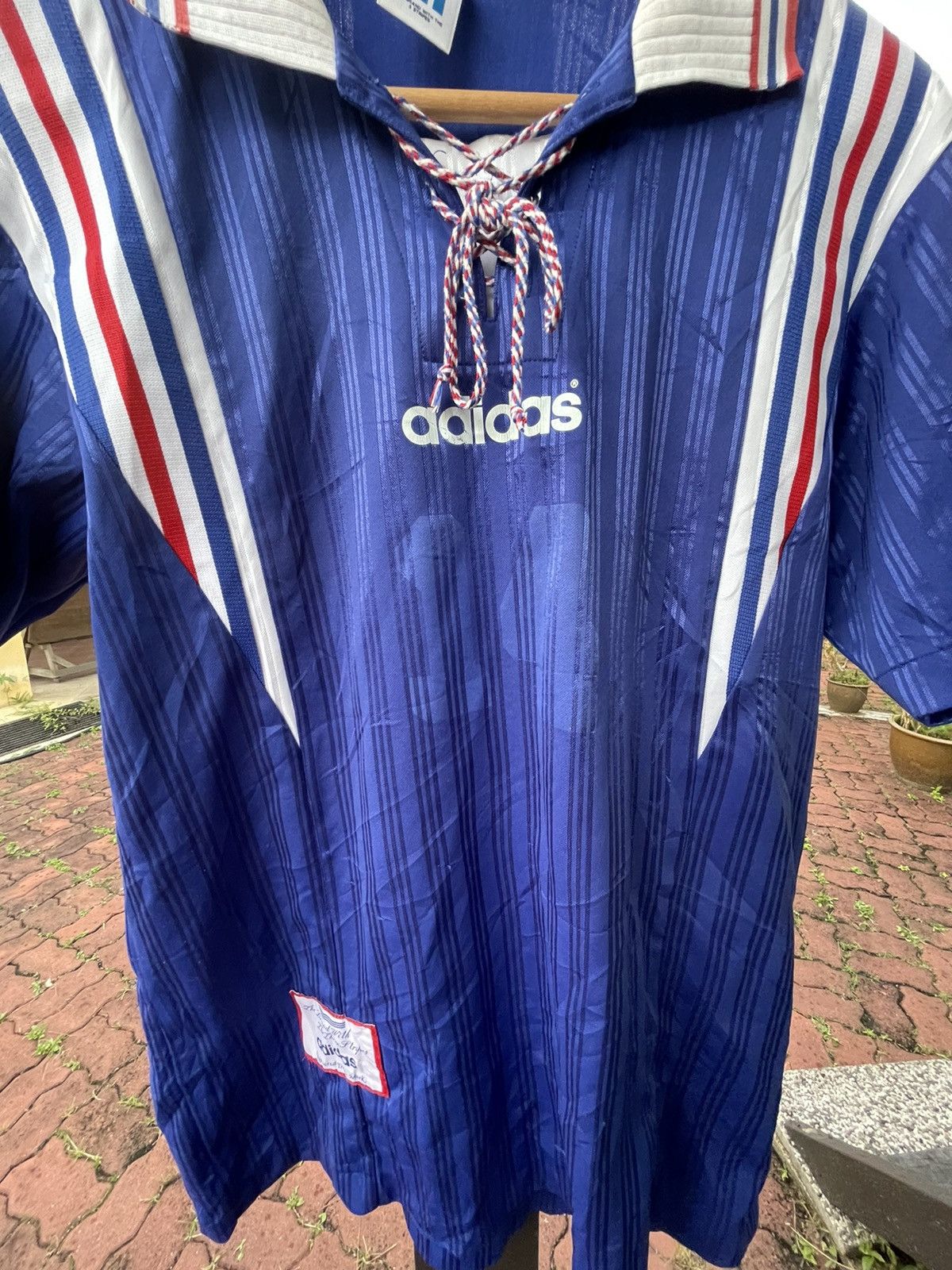 Adidas × Descente × Vintage Adidas x Descente Vintage Collar Jersey France Very Rare Size US S / EU 44-46 / 1 - 8 Thumbnail