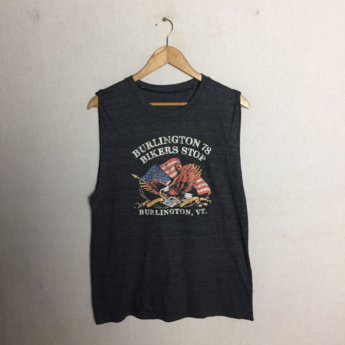 Sleeve less shirts Burlington 78 bikers stop nice print