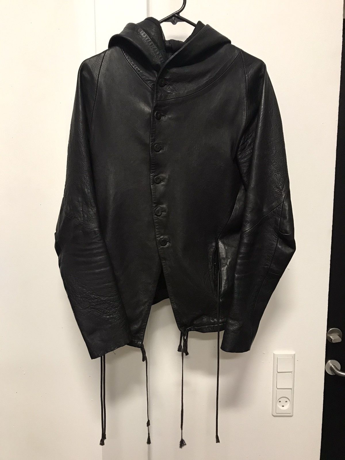 Hooded leather jacket