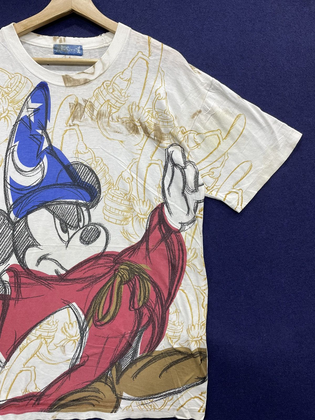 Disney × Vintage Vintage Distressed Mickey All Over Print AOP Single Stich Size US L / EU 52-54 / 3 - 5 Thumbnail