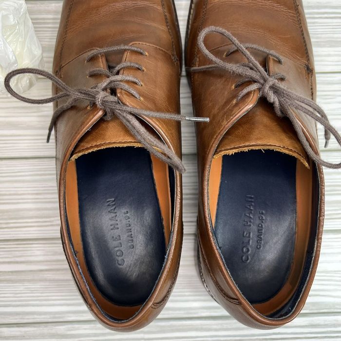 Cole Haan COLE HAAN LENOX HILL Brown Leather Lace Up Oxfords Split Toe ...