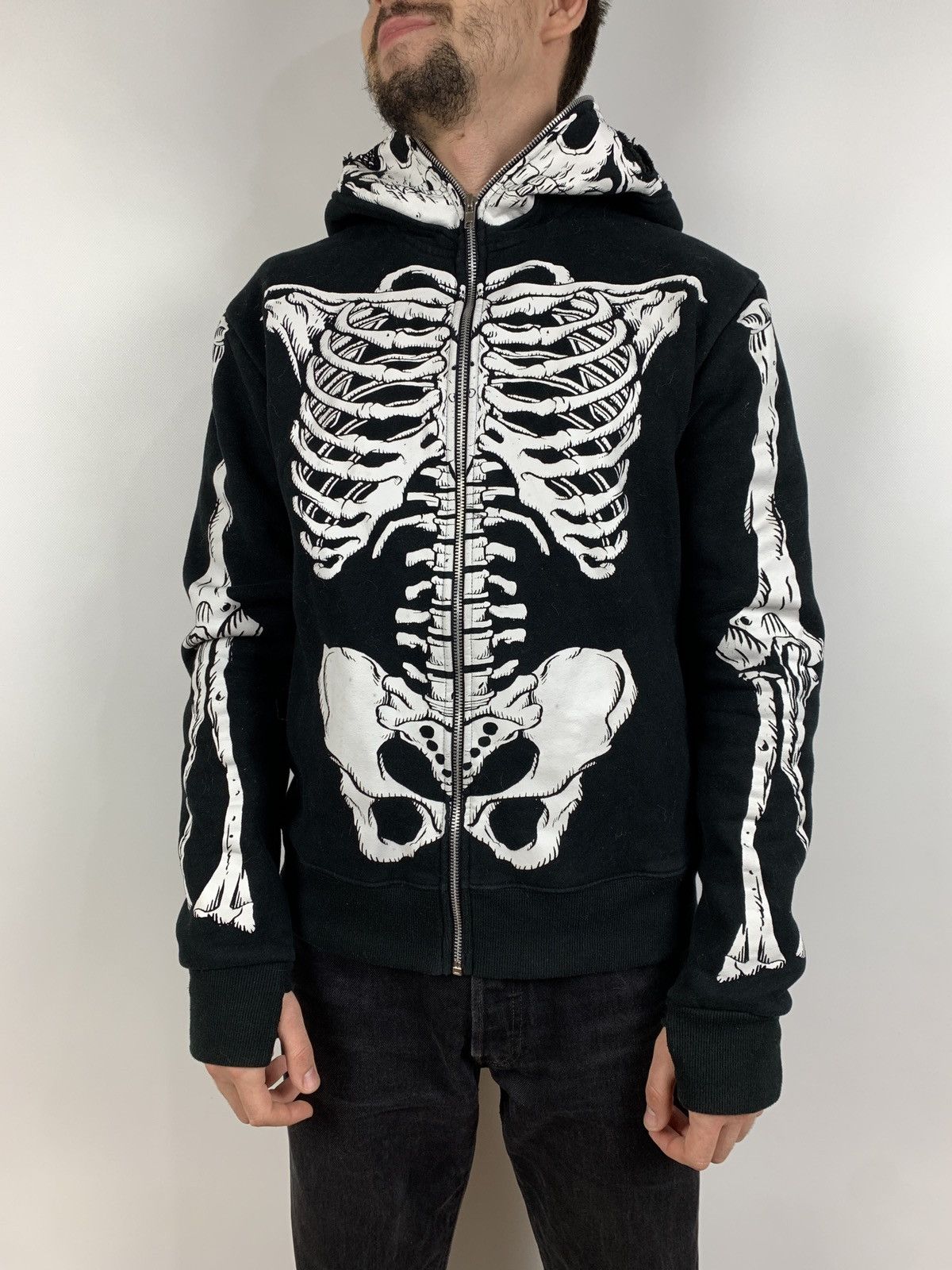 Japanese Brand Vintage Skeleton Zip Up Hoodie Kanye West Style Like LRG Size US S / EU 44-46 / 1 - 3 Thumbnail