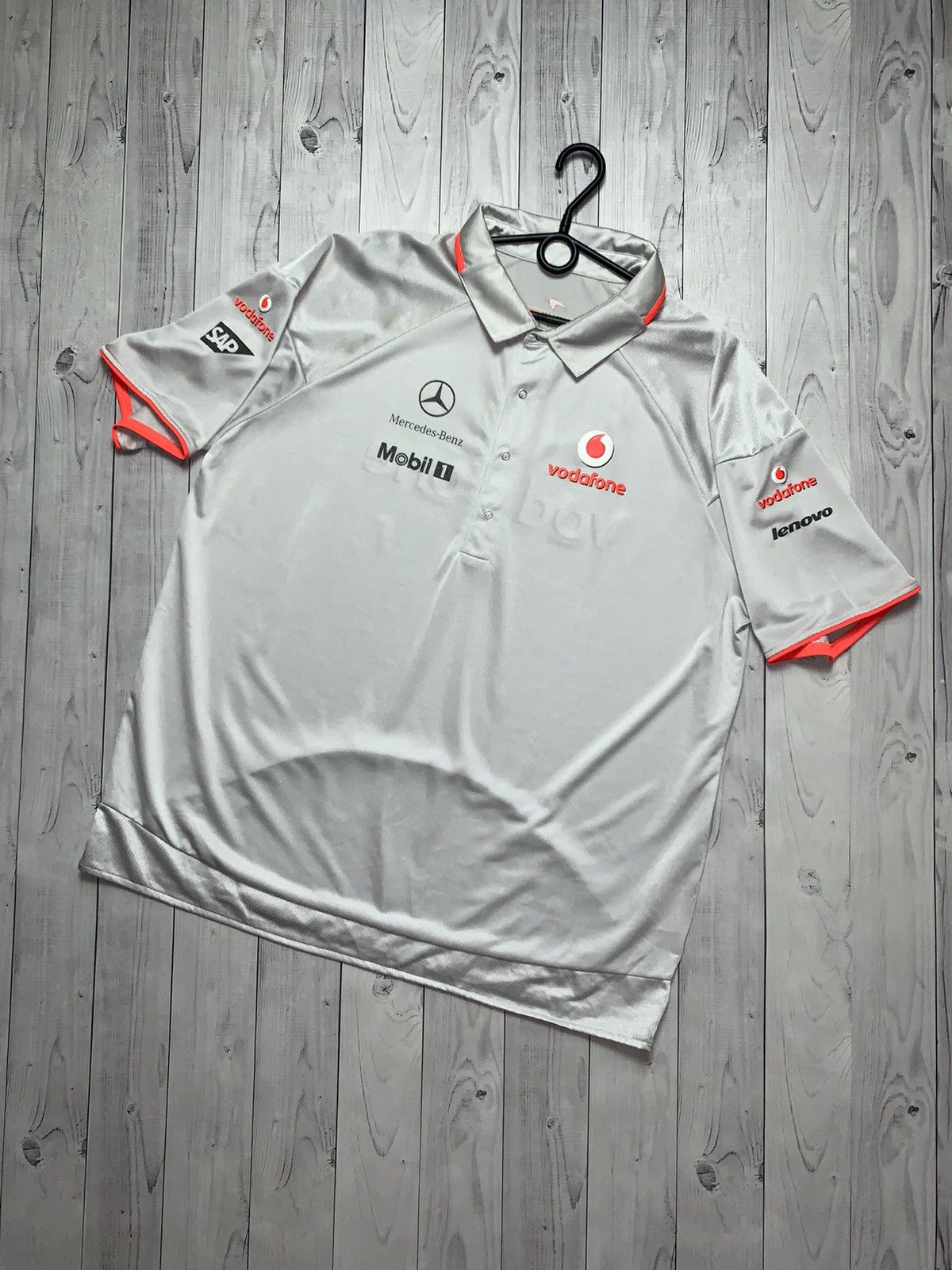 Mercedes-Benz × Vintage Vintage Racing jersey polo Mercedes Benz official silver Size US XL / EU 56 / 4 - 1 Thumbnail