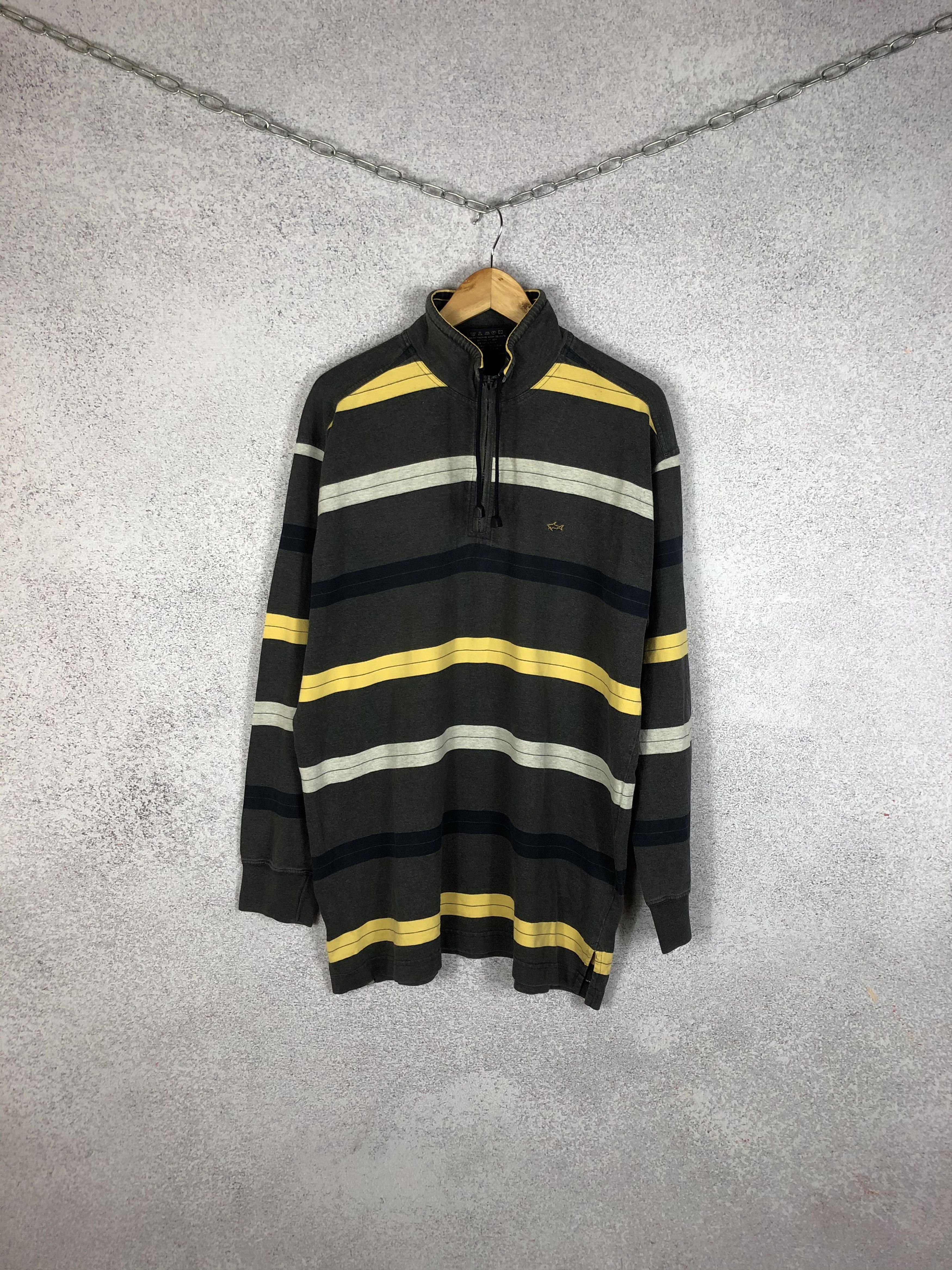 Vintage Paul & Shark 1/4 zip striped pullover sweater