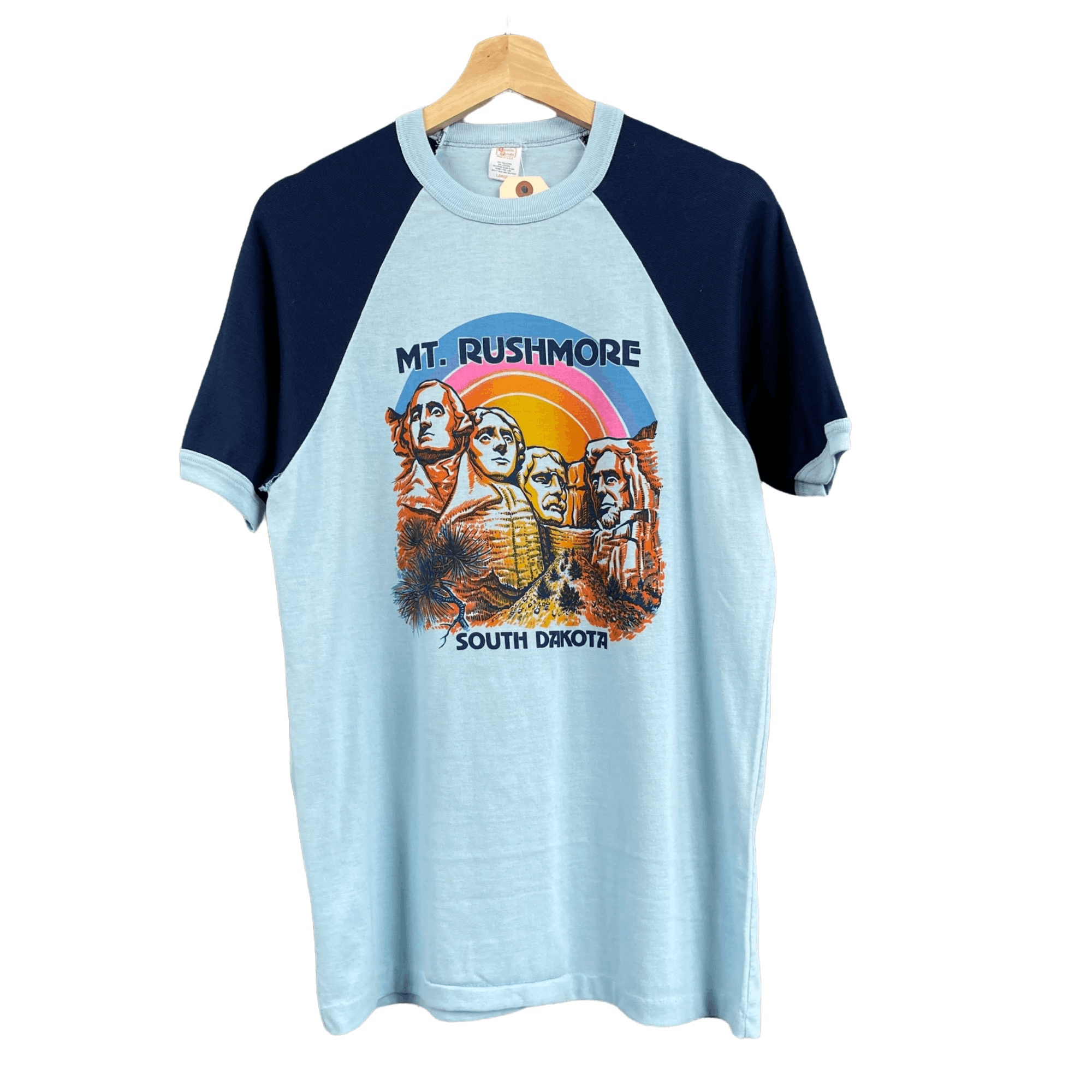 90’s Oneita Mens T-Shirt Mount Rushmore Wrap Around Print main image 1